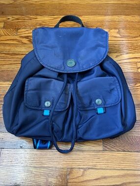 Cole Haan Navy Drawstring Nylon Backpack